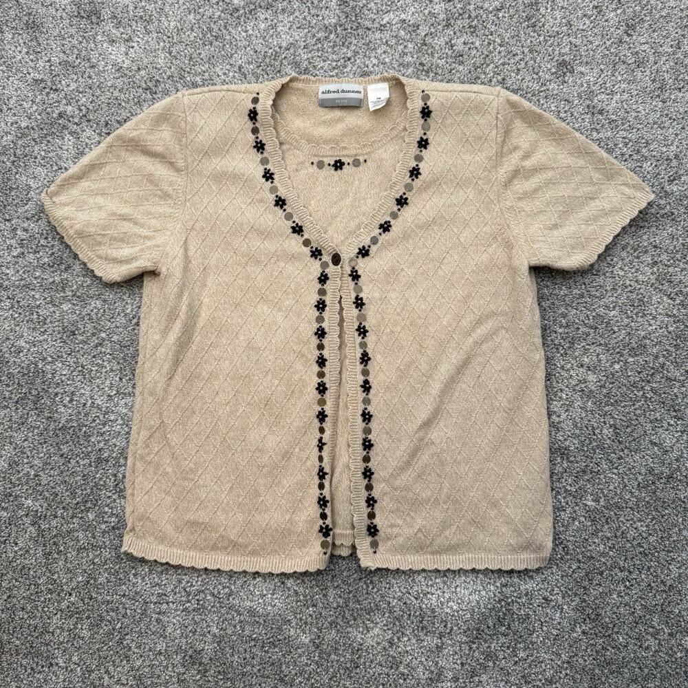 Vintage Y2K Alfred Dunner Top Petite Medium Embroidered Embellished Grandmacore